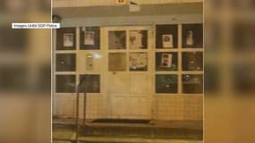 Des photos de policiers ont été placardés sur un hall d'immeuble à Epinay-sur-Seine.