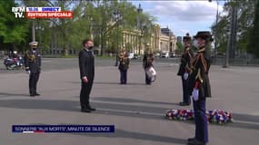 Commémoration du 8-mai: Emmanuel Macron dépose une gerbe devant la statue du général de Gaulle