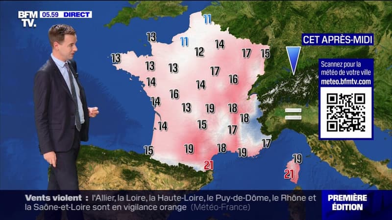 Regarder la vidéo De la pluie du sud-ouest au nord-est de la France, avec des températures comprises entre 11°C et 21°C... La météo de ce lundi 25 novembre