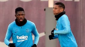 Jean-Clair Todibo avec Ousmane Dembélé.