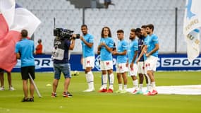 Guendouzi, Saliba, Balerdi, Under, De La Fuente et Peres avec l'OM, à Marseille le 31 juillet 2021