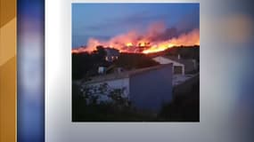 L'incendie sur la commune de Montbazin dans l'Hérault, ce mardi soir.