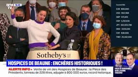 Vente de vin des Hospices de Beaune: la Pièce des Présidents, un tonneau de 228 litres, adjugée un prix record de 800.000 euros