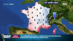 Grand classique sur la France ! Les nuages sont sur la moitié nord, le soleil brille dans le sud.