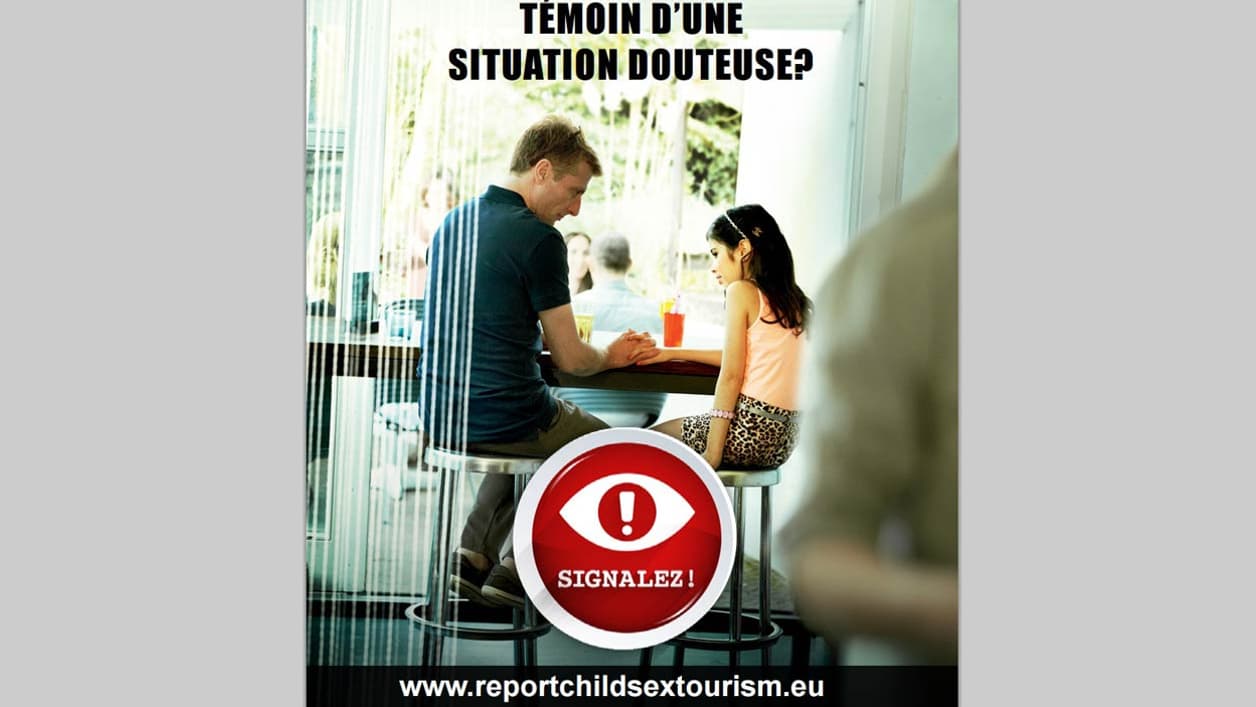 Capture d'écran d'une affiche de sensibilisation de l'ECPAT Capture d'écran d'une affiche de sensibilisation de l'ECPAT