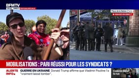 18 septembre: dans le cortège parisien, des manifestants expliquent les raisons de leur mobilisation