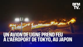 Un avion de ligne prend feu à l’aéroport de Tokyo au Japon 