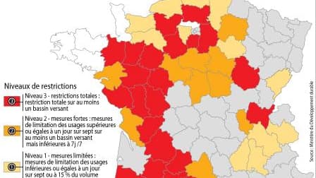 DÉPARTEMENTS CONCERNÉS PAR LES RESTRICTIONS D?EAU