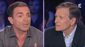 Yann Moix et Francis Huster, sur le plateau de On n'est pas couché, vendredi 9 septembre 2017.