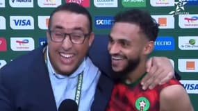 Sofiane Boufal plaisante avec un journaliste après Maroc-Zambie, le 24 janvier 2024 à la CAN