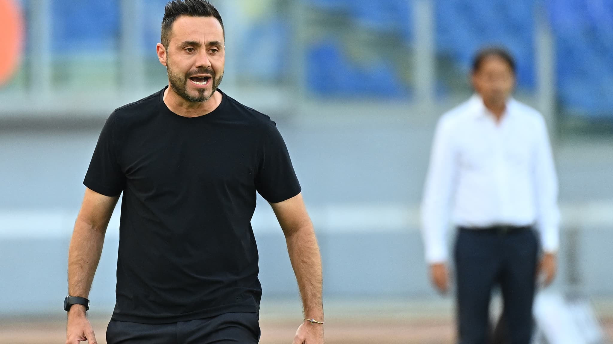 Roberto De Zerbi lors d'un match contre la Lazio avec Sassuolo en juillet 2020