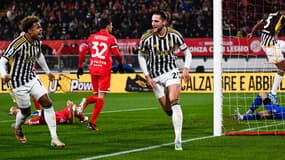 Adrien Rabiot célèbre son but lors de Monza-Juventus (1-2, Serie A), le 1er décembre 2023