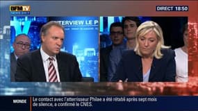Marine Le Pen face à Jérôme Béglé dans BFM Politique: "Je suis en désaccord politiquement avec Jean-Marie Le Pen"