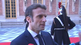 Emmanuel Macron le 10 mars 2022 à Versailles, avant le sommet européen