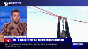 À 70 mètres de haut, le funambule Nathan Paulin va relier la tour Eiffel au théâtre de Chaillot