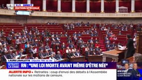 Laure Lavalette (RN): "Nous savons tous qu'une motion de censure n'est pas un programme commun mais l'un des derniers moyens constitutionnels de rejeter cette réforme" 