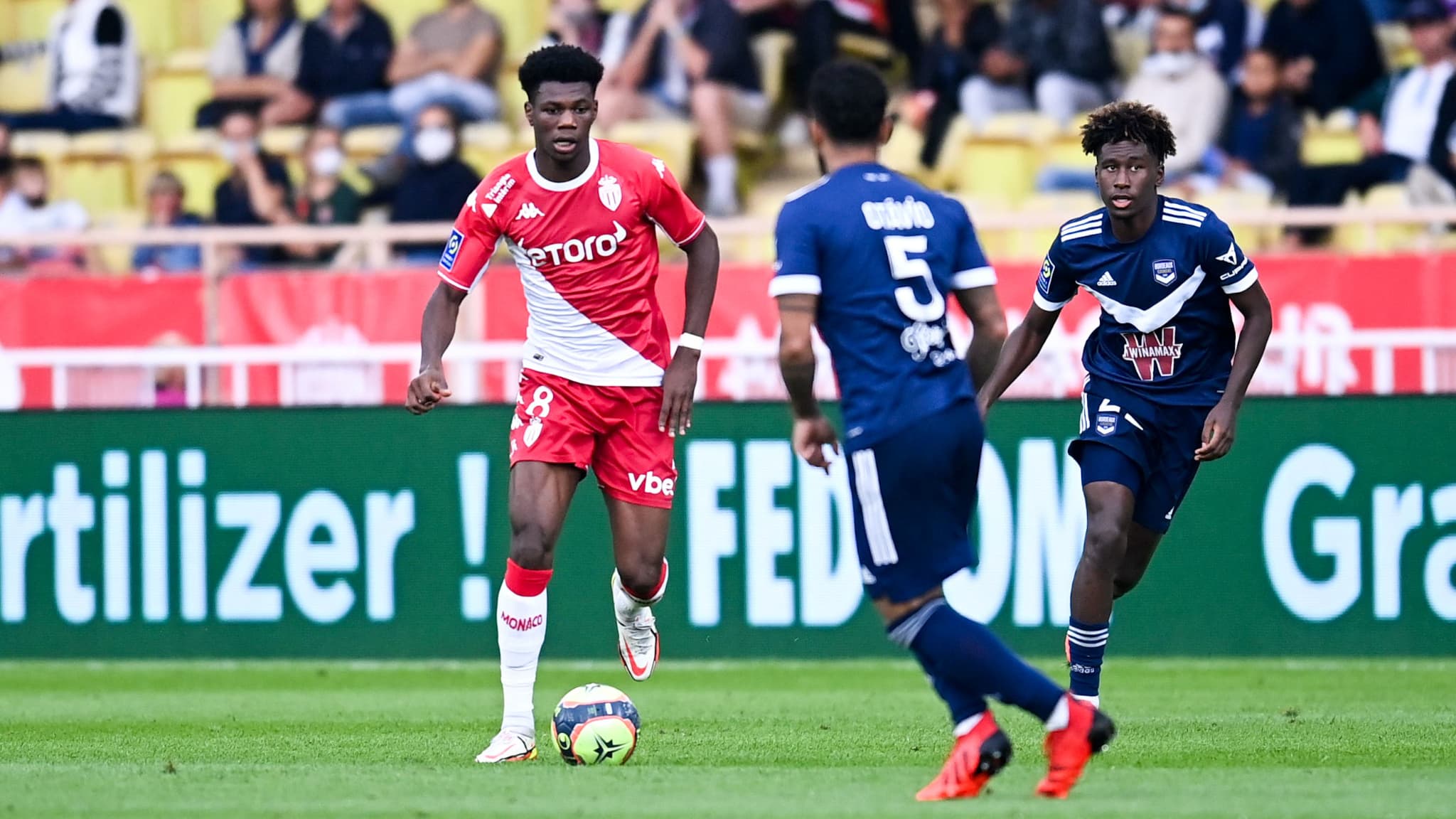 Aurélien Tchouaméni avec Monaco contre Bordeaux en Ligue 1