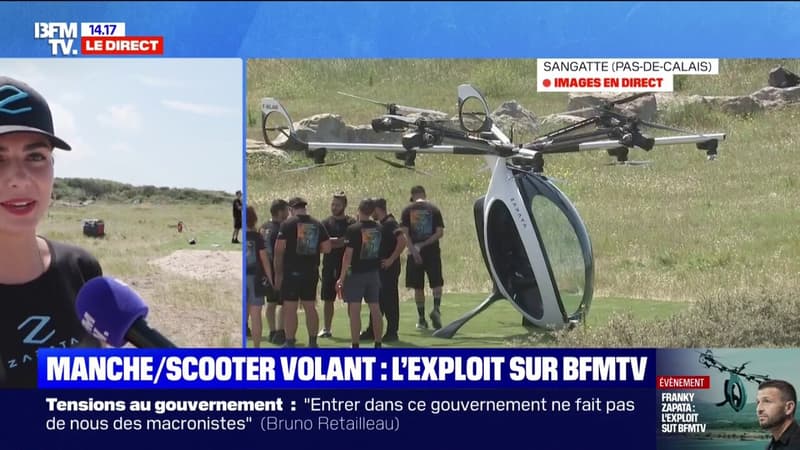 Franky Zapata décolle pour sa traversée de la manche en Air Scooter