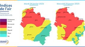 Atmo Hauts-de-France estime que la qualité de l'air sera mauvaise dans le Nord et le Pas-de-Calais et une partie de l'Oise et de la Somme.