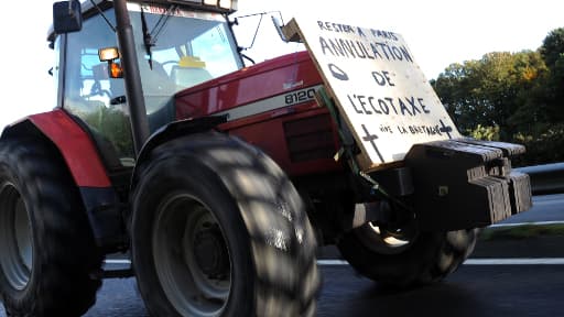 Manifestants contre l'écotaxe à Jugon-les-Lacs, le 9 novembre 2013.