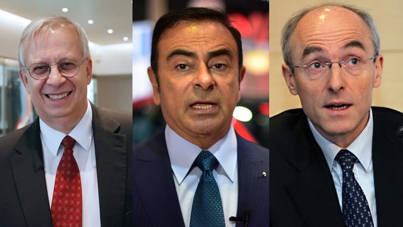 A gauche Jacques Aschenbroich, le DG de Valeo, le Français le mieux classé, devant Benoît Potier, d'Air Liquide. Au centre Carlos Ghosn, le pDG de l'alliance Renault - Nissan, est 40e.