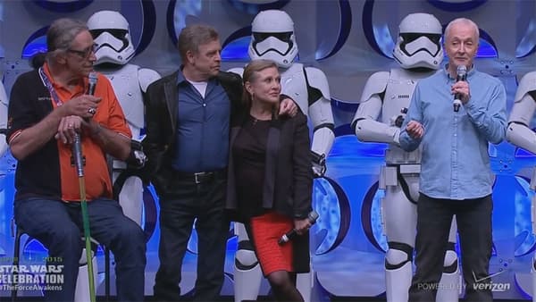 Les "vétérans" de Star Wars, à Anaheim jeudi. Les "vétérans" de Star Wars, à Anaheim jeudi.