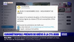 Eurométropole de Strasbourg: préavis de grève à la CTS ce jeudi