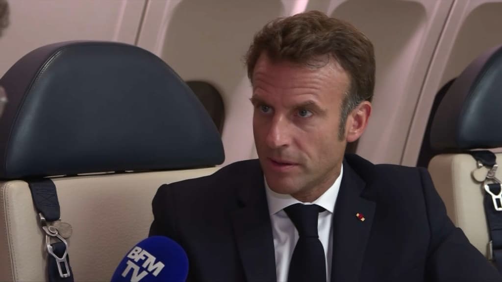 Macron responds to BFMTV on the plane returning from New York