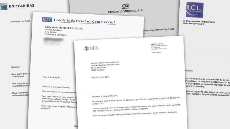 Un courrier de refus d'une banque française envoyé au Front national