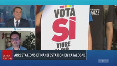 Patrick Roy, journaliste à Radio Canada (en haut à gauche), Henry de Laguérie, correspondant en Espagne, en plein duplex.