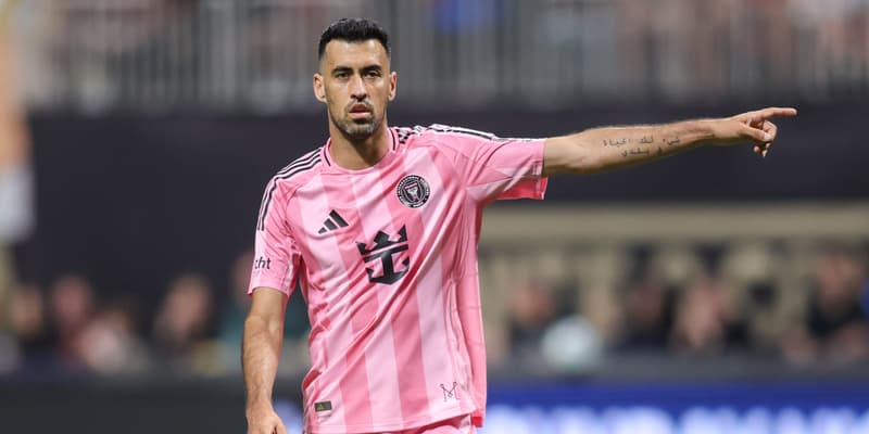 Le milieu de l'Inter Miami Sergio Busquets face Atlanta United en MLS le 16 mars 2025