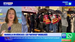 Une manifestation en marge de la venue de J.Bardella à Toulon