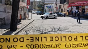 La police bloque les environs à Tbilissi en Géorgie, le 16 avril 2021 (photo d'illustration).
