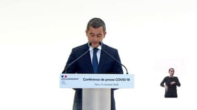 Gérald Darmanin lors de la conférence de presse du 15 octobre au ministère de la Santé