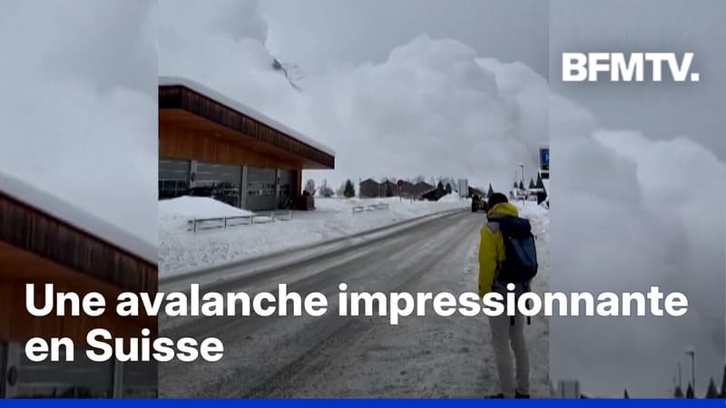 Suisse: les images impressionnantes d'une avalanche dans une station de ski