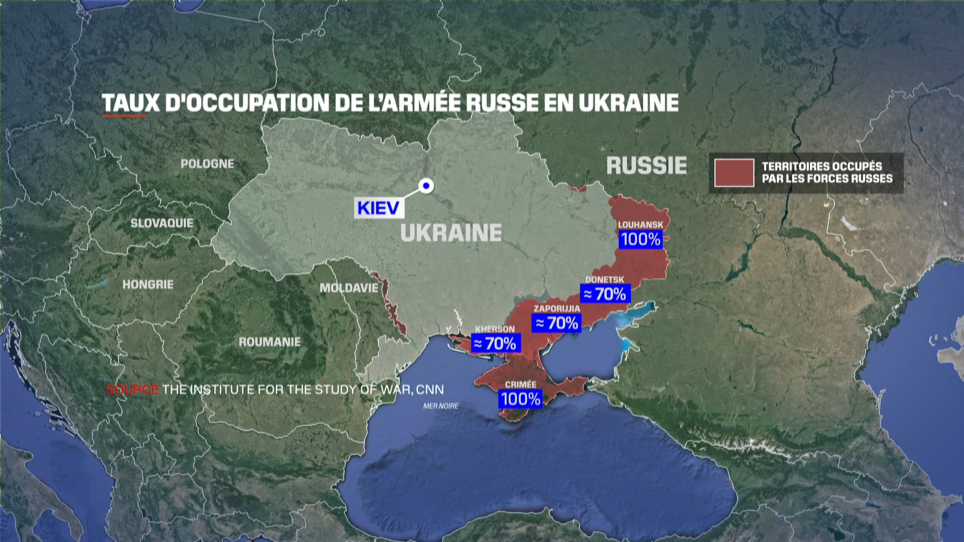 Le taux d'occupation de l'armée russe dans plusieurs régions de l'Ukraine au lundi 18 août 2025. Le taux d'occupation de l'armée russe dans plusieurs régions de l'Ukraine au lundi 18 août 2025.