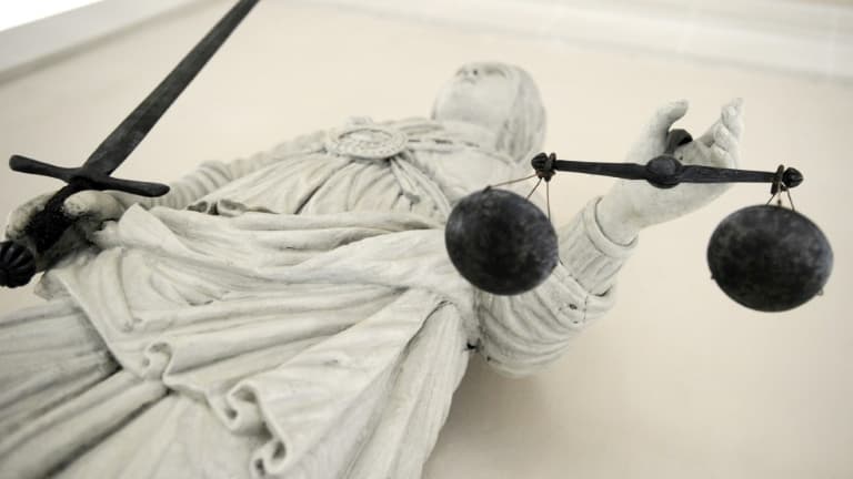 Une statue de Themis, la déesse de la justice, à Rennes, le 8 février 2011