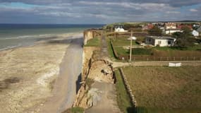 L'érosion de la falaise à Fécamp se rapproche de plus en plus des habitations.