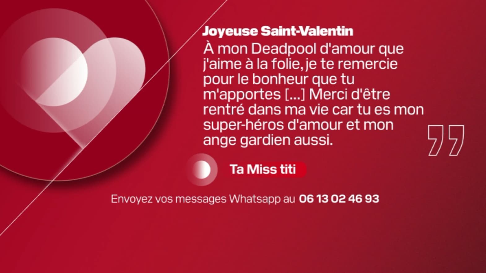 Message de Saint-Valentin, BFM Paris Ile-de-France.