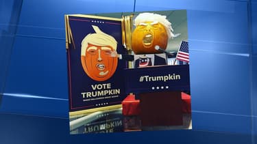 Une Trumpkin, une citrouille d'Halloween à l'effigie de Donald Trump.