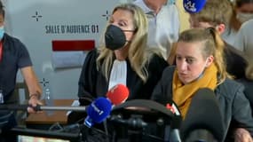 Valérie Bacot sortant du tribunal après l'annonce du verdict de son procès. 