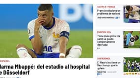 La Une du quotidien Marca après la blessure au nez de Mbappé, le 17/06/2024