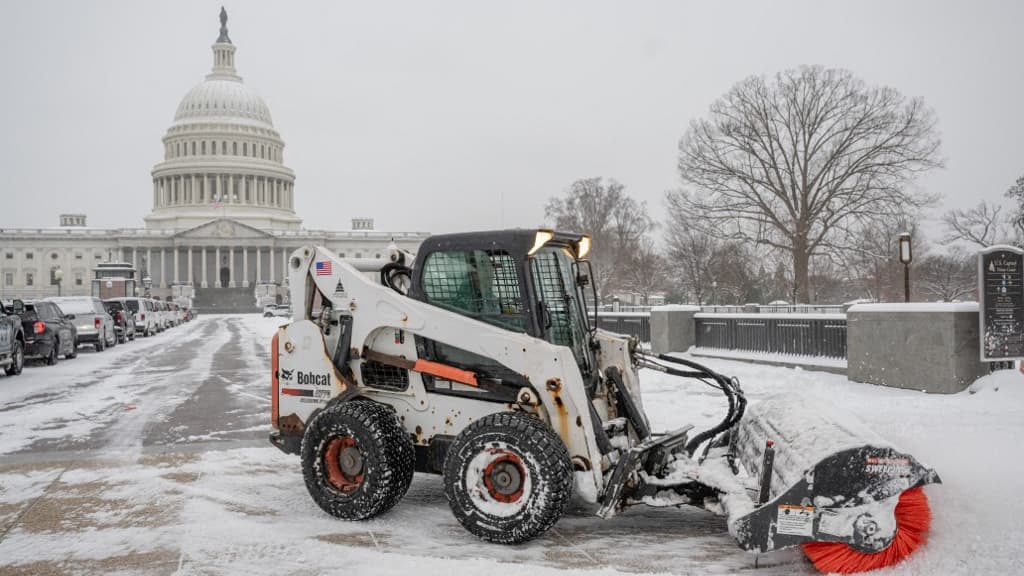 Le Capitole de Washington sous la neige, janvier 2025