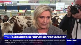 Salon de l'agriculture: Marine Le Pen propose "un prix garanti par l'État" à la place "du prix plancher d'Emmanuel Macron et de La France Insoumise"