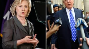 Montage photo avec Hillary Clinton, le 24 juillet 2015 à New York et Donald Trump, le 17 août 2015 à New York