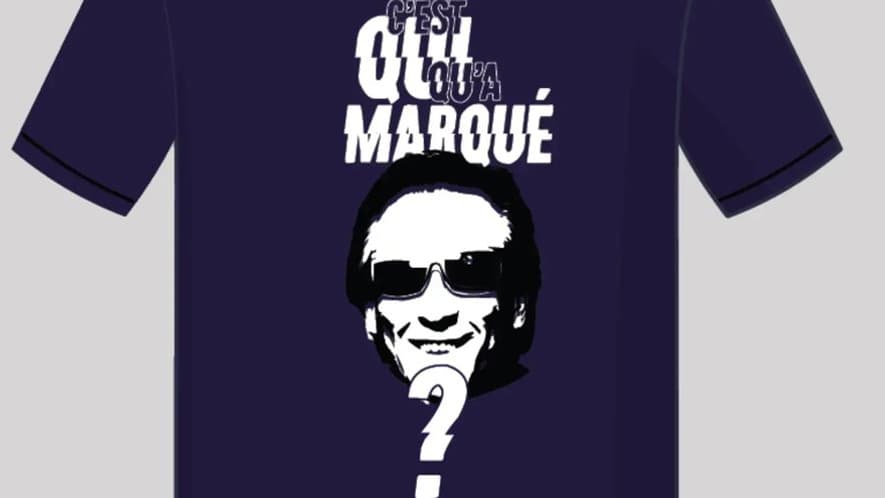 Le t-shirt "C'est qui qu'a marqué", à l'effigie de Gilbert Montagné, du groupe de supporters Handi Tolosa 