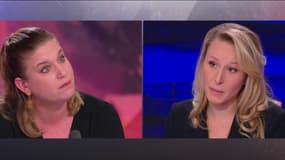 Mathilde Panot (La France insoumise) et Marion Maréchal (Reconquête) sur le plateau de BFMTV lors d'un débat le 17 décembre 2023.