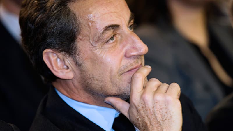 Nicolas Sarkozy lors d'un meeting de campagne de Nathalie Kosciusko-Morizet en février 2014 à Paris