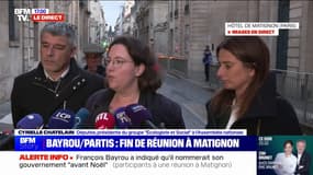 “Le sujet qui a fait l'unanimité c’est la question de l’aide à nos compatriotes de Mayotte”, indique Cyrielle Chatelain (Les Écologistes) après son entretien avec François Bayrou