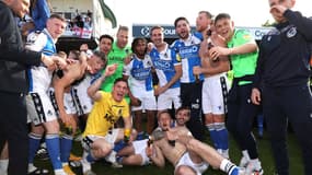 La joie des joueurs de Bristol, promus en League One
